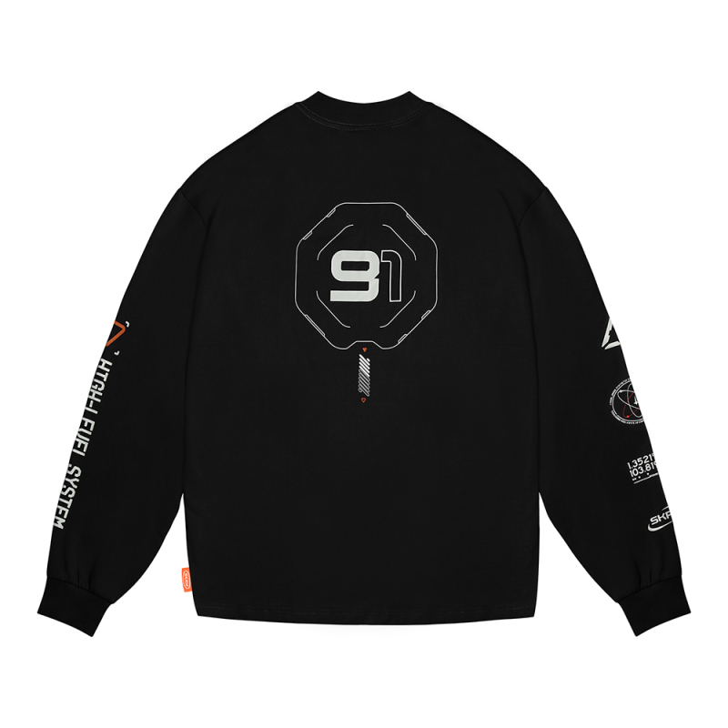 Skinarma Neptune Uzun Kollu Oversize Unisex Bisiklet Yaka Siyah Sweatshirt - 4