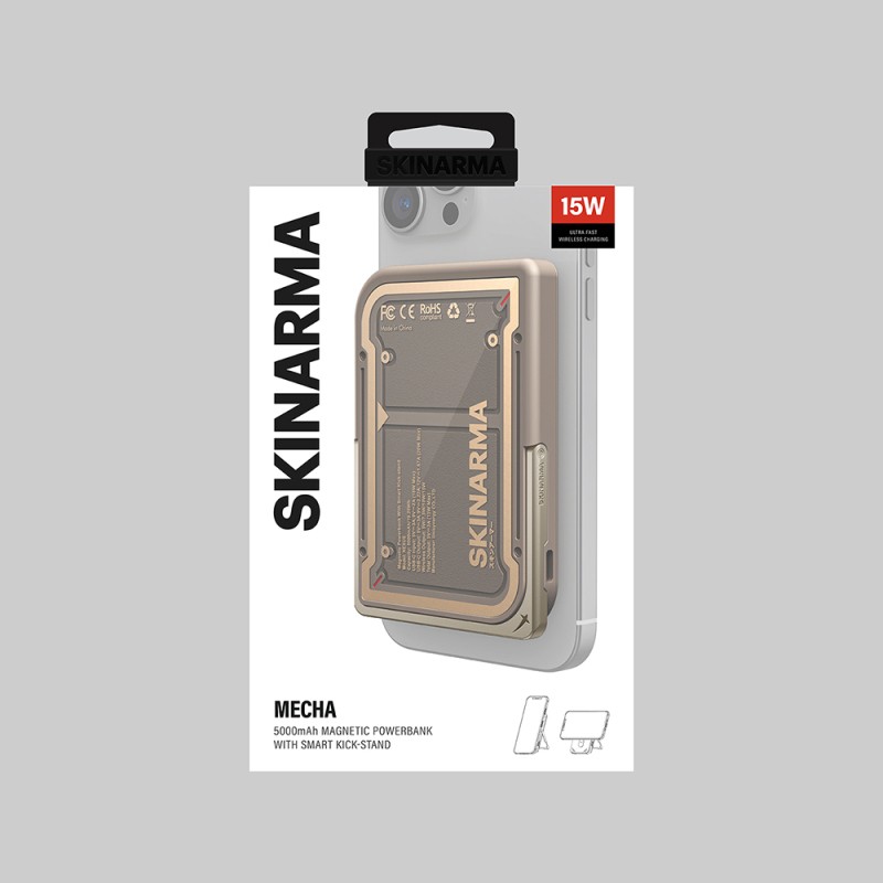 Skinarma Nexus Mecha Kablosuz ve PD Hızlı Şarj Özellikli Metal Standlı Taşınabilir Powerbank 20W 5000mAh - 13