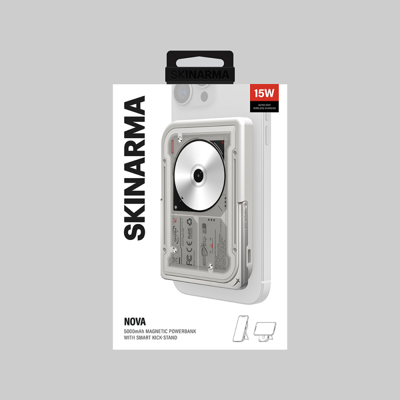 Skinarma Nexus Nova Kablosuz ve PD Hızlı Şarj Özellikli Standlı Taşınabilir Powerbank 20W 5000mAh - 12