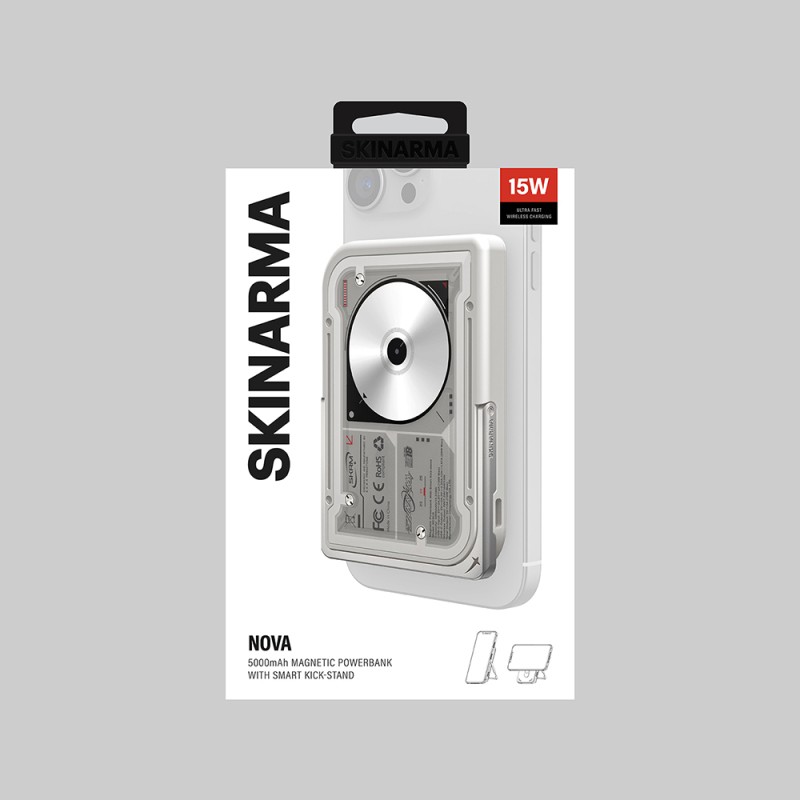 Skinarma Nexus Nova Kablosuz ve PD Hızlı Şarj Özellikli Standlı Taşınabilir Powerbank 20W 5000mAh - 12