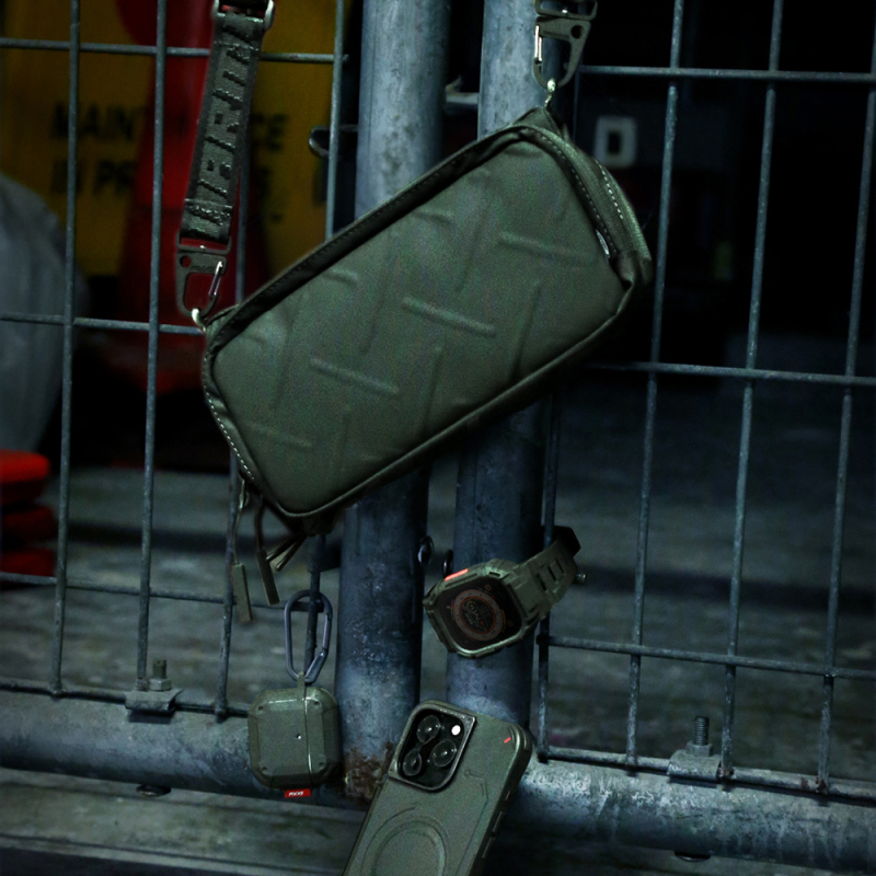 Skinarma Sling Pouch Juno Cross-Hatch Patterned Nylon Scout Neck Strap Cross Body Bag - 12