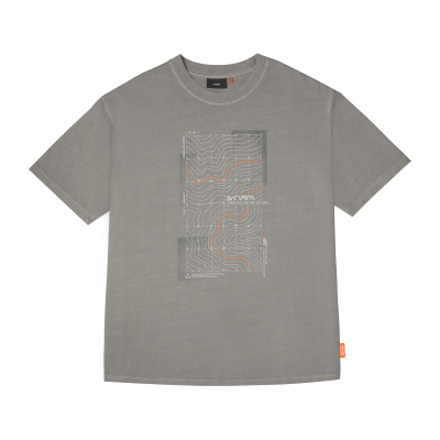Skinarma Sonar Kısa Kollu Oversize Unisex Bisiklet Yaka Açık Gri Tişört - 1