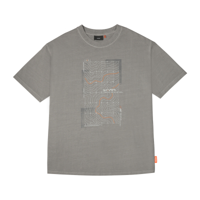 Skinarma Sonar Kısa Kollu Oversize Unisex Bisiklet Yaka Açık Gri Tişört - 2