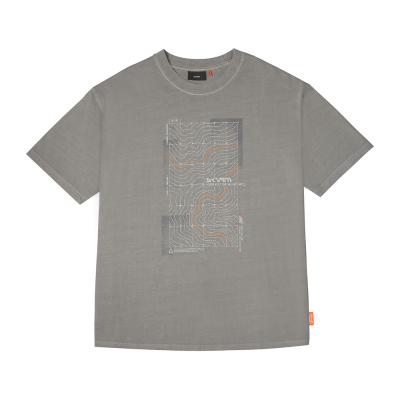 Skinarma Sonar Kısa Kollu Oversize Unisex Bisiklet Yaka Açık Gri Tişört - 3