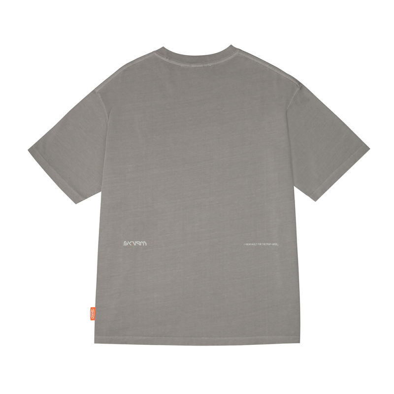 Skinarma Sonar Kısa Kollu Oversize Unisex Bisiklet Yaka Açık Gri Tişört - 6