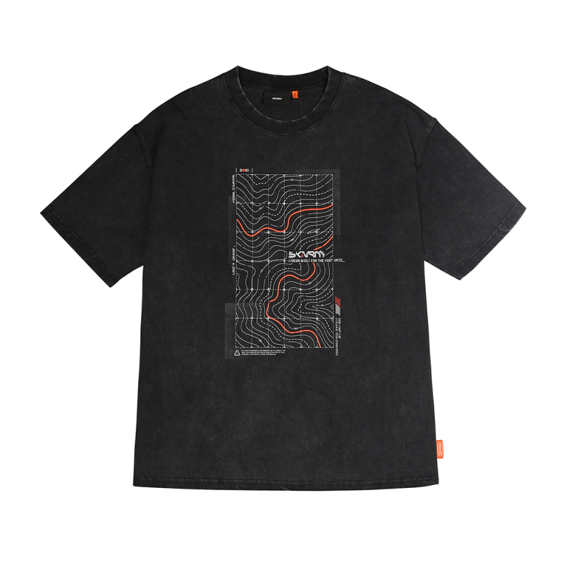 Skinarma Sonar Kısa Kollu Oversize Unisex Bisiklet Yaka Siyah Tişört - 1
