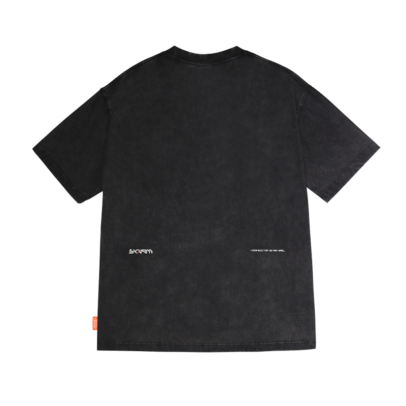 Skinarma Sonar Kısa Kollu Oversize Unisex Bisiklet Yaka Siyah Tişört - 4