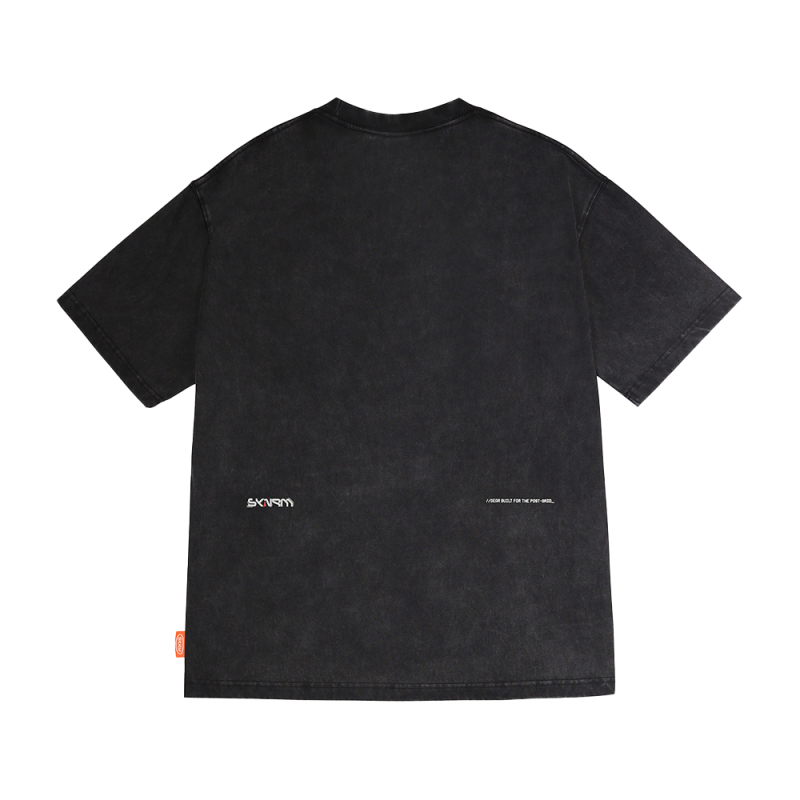 Skinarma Sonar Kısa Kollu Oversize Unisex Bisiklet Yaka Siyah Tişört - 6