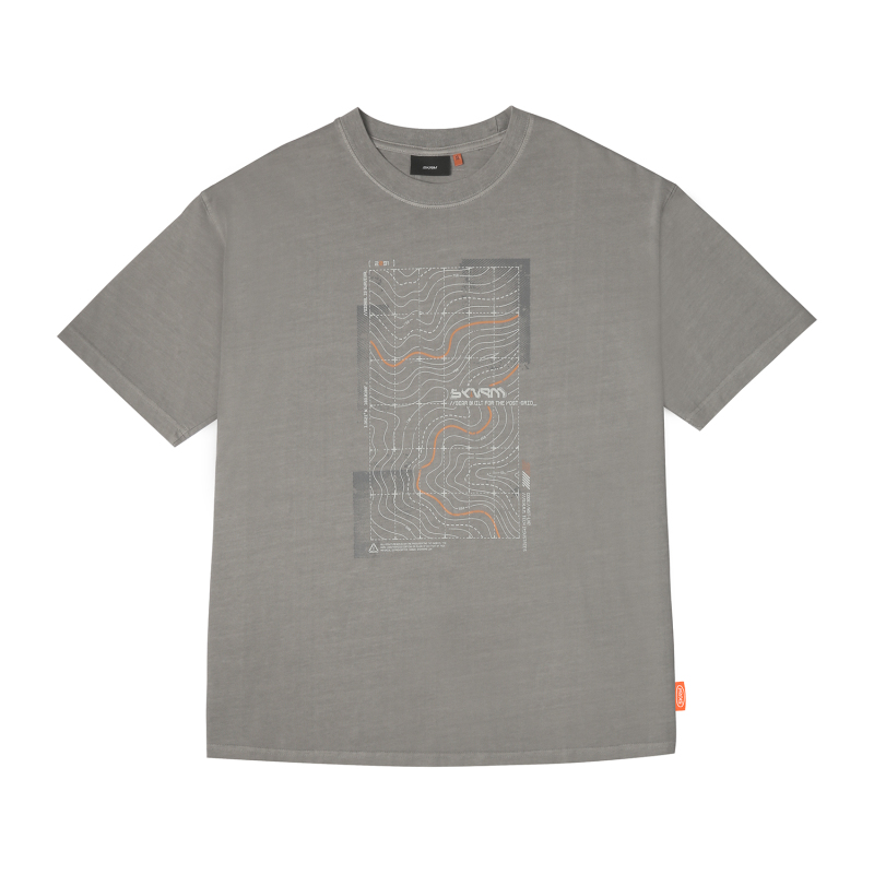 Skinarma Sonar Short Sleeve Oversize Unisex Crew Neck Light Gray T-Shirt - 1