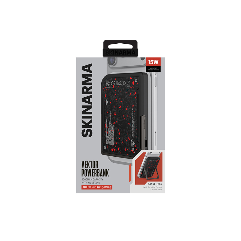 Skinarma Vector Portable Powerbank with Wireless and PD Fast Charging, Metal Stand, 15W, 5000mAh - 6