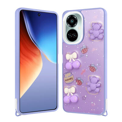 Tecno Camon 19 Case Shining Glitter Relief Figured Zore Cevze Cover - 4