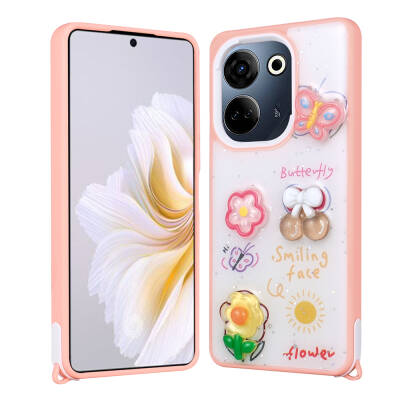 Tecno Camon 20 Kılıf Parlayan Simli Kabartma Figürlü Zore Cevze Kapak - 2