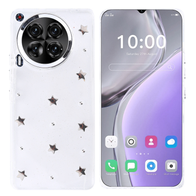 Tecno Camon 30 Kılıf Airbag Tasarımlı Simli Şeffaf Zore Kutup Kapak - 4