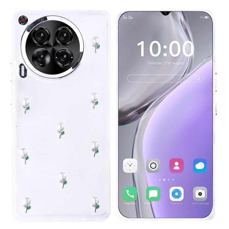 Tecno Camon 30 Kılıf Airbag Tasarımlı Simli Şeffaf Zore Kutup Kapak - 5