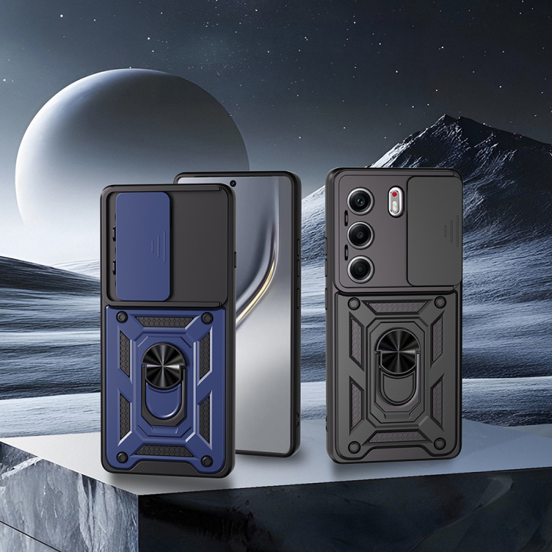 Tecno Camon 40 4G Kılıf Magnetik Standlı Kamera Korumalı Zore Sürgülü Vega Kapak - 4