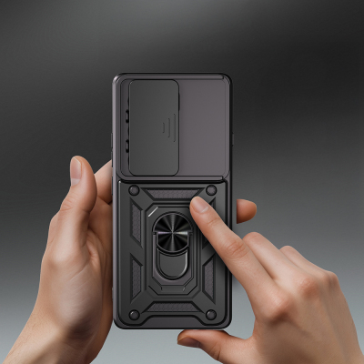 Tecno Camon 40 5G Kılıf Magnetik Standlı Kamera Korumalı Zore Sürgülü Vega Kapak - 3