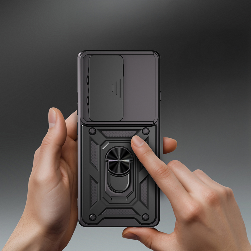 Tecno Camon 40 5G Kılıf Magnetik Standlı Kamera Korumalı Zore Sürgülü Vega Kapak - 3