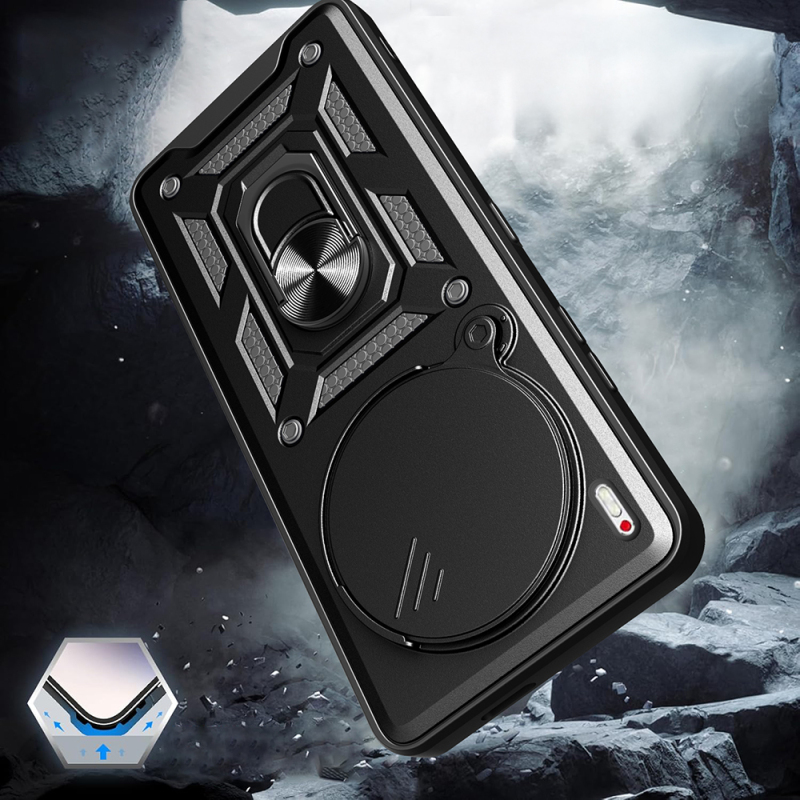Tecno Camon 40 Premier 5G Kılıf Magnetik Standlı Kamera Korumalı Zore Sürgülü Vega Kapak - 5