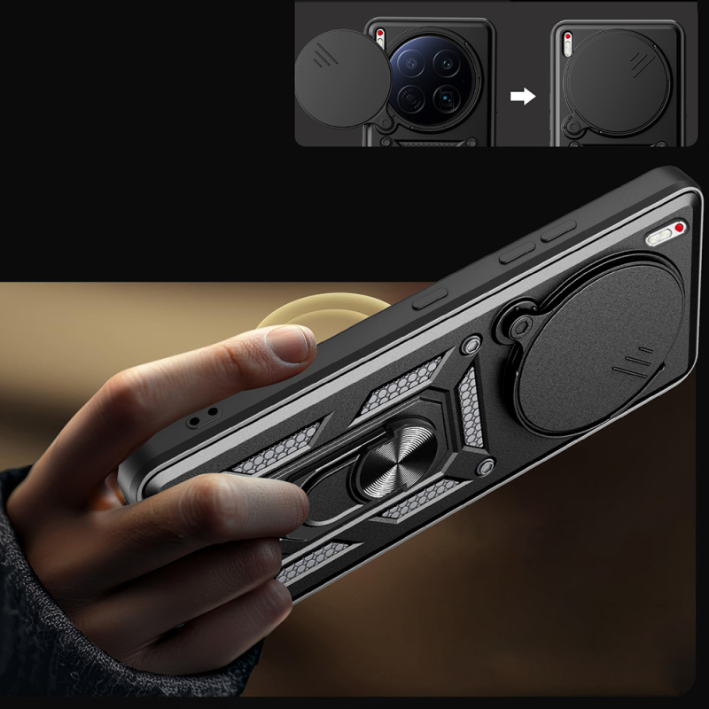Tecno Camon 40 Premier 5G Kılıf Magnetik Standlı Kamera Korumalı Zore Sürgülü Vega Kapak - 6