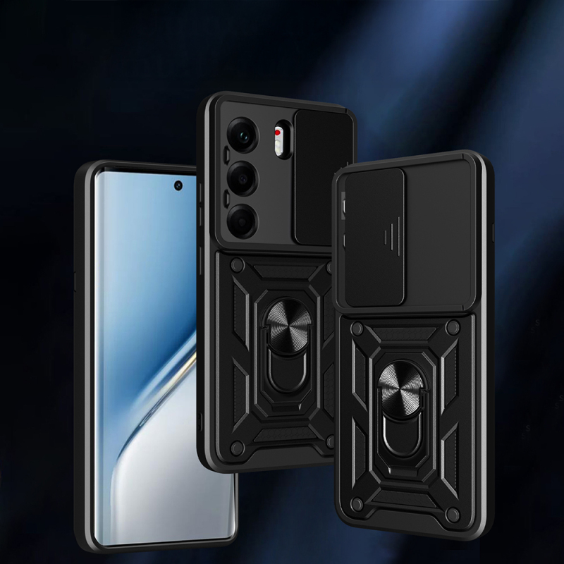 Tecno Camon 40 Pro 4G Kılıf Magnetik Standlı Kamera Korumalı Zore Sürgülü Vega Kapak - 3