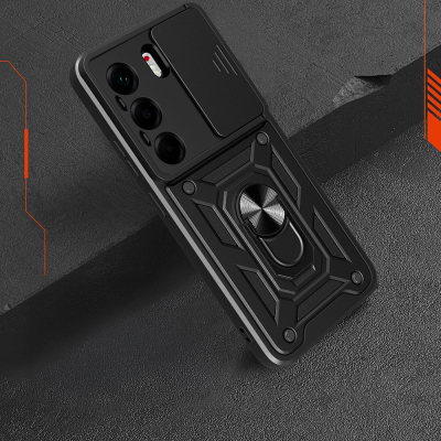 Tecno Camon 40 Pro 4G Kılıf Magnetik Standlı Kamera Korumalı Zore Sürgülü Vega Kapak - 10