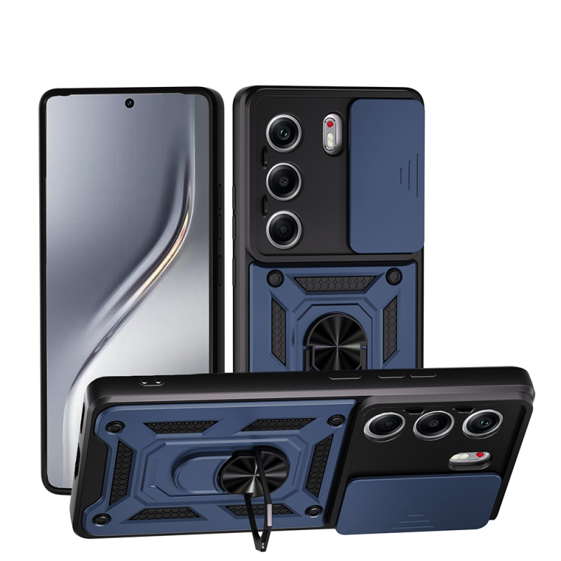 Tecno Camon 40 Pro Kılıf Magnetik Standlı Kamera Korumalı Zore Sürgülü Vega Kapak - 3