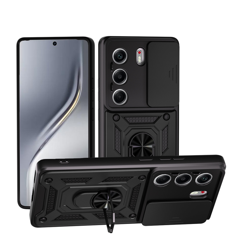 Tecno Camon 40 Pro Kılıf Magnetik Standlı Kamera Korumalı Zore Sürgülü Vega Kapak - 2