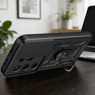 Tecno Camon 50 Case with Magnetic Stand and Camera Protection, Zore Sliding Vega Cover - 7