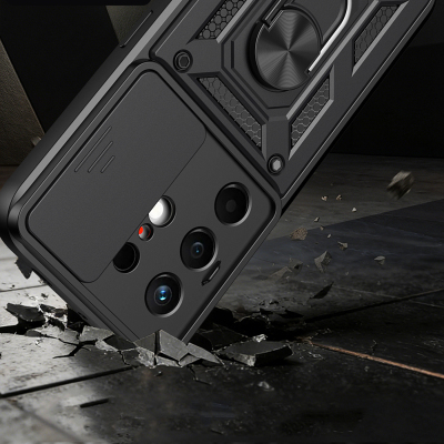 Tecno Camon 50 Kılıf Magnetik Standlı Kamera Korumalı Zore Sürgülü Vega Kapak - 3