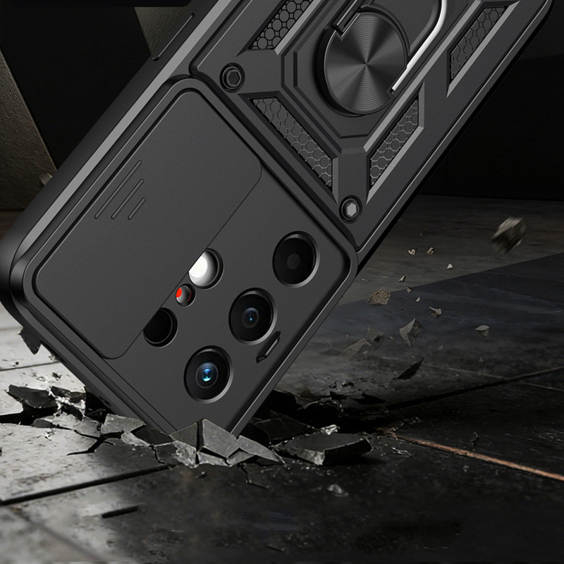 Tecno Camon 50 Kılıf Magnetik Standlı Kamera Korumalı Zore Sürgülü Vega Kapak - 3