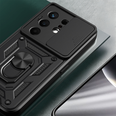 Tecno Camon 50 Kılıf Magnetik Standlı Kamera Korumalı Zore Sürgülü Vega Kapak - 5