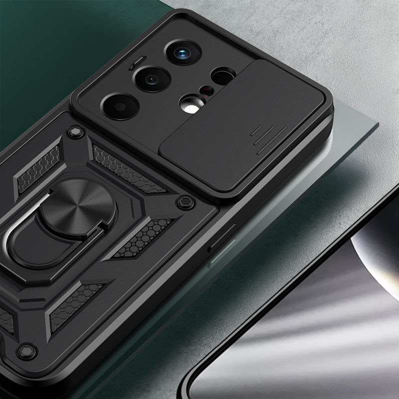 Tecno Camon 50 Kılıf Magnetik Standlı Kamera Korumalı Zore Sürgülü Vega Kapak - 5