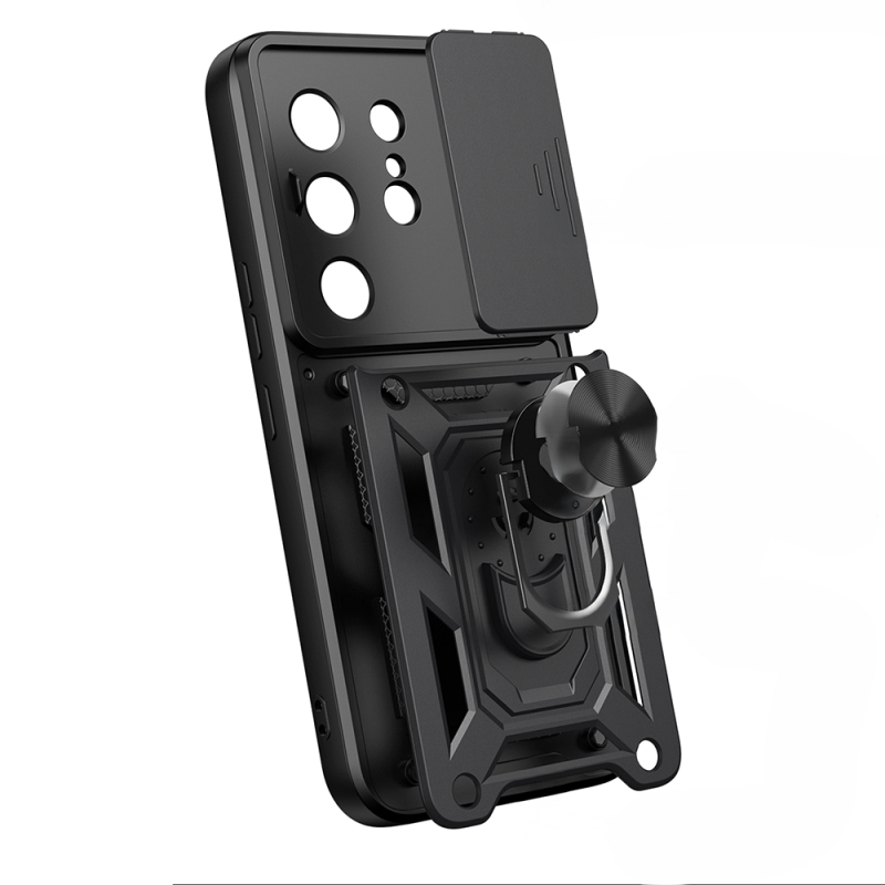 Tecno Camon 50 Kılıf Magnetik Standlı Kamera Korumalı Zore Sürgülü Vega Kapak - 9