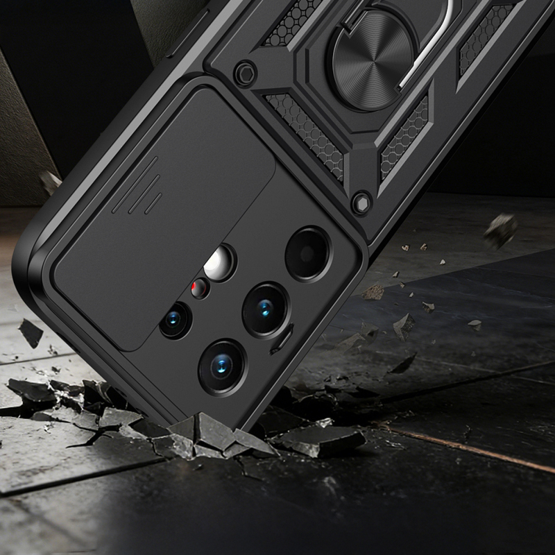 Tecno Camon 50 Pro Kılıf Magnetik Standlı Kamera Korumalı Zore Sürgülü Vega Kapak - 3