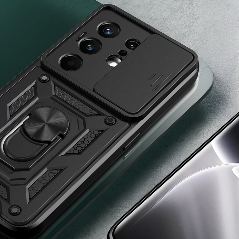 Tecno Camon 50 Pro Kılıf Magnetik Standlı Kamera Korumalı Zore Sürgülü Vega Kapak - 5