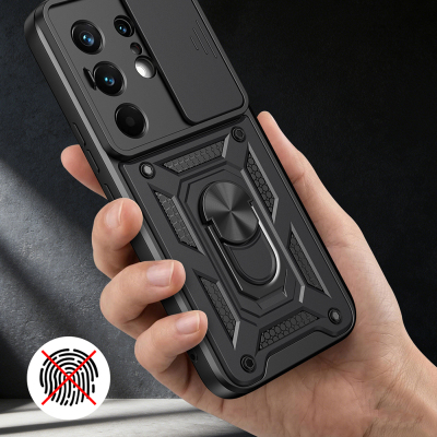 Tecno Camon 50 Pro Kılıf Magnetik Standlı Kamera Korumalı Zore Sürgülü Vega Kapak - 6