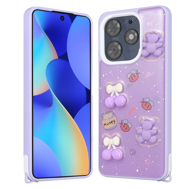 Tecno Spark 10 Pro Case Shining Glitter Relief Figured Zore Cevze Cover - 3