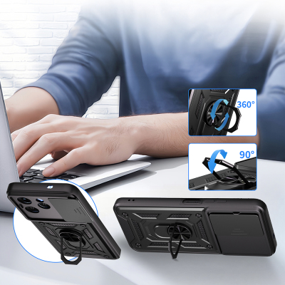 Tecno Spark 40 4G Case with Magnetic Stand and Camera Protection, Zore Sliding Vega Cover - 5