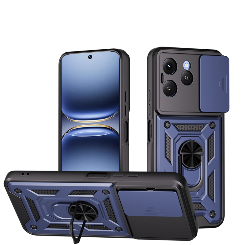 Tecno Spark 40 4G Case with Magnetic Stand and Camera Protection, Zore Sliding Vega Cover - 1