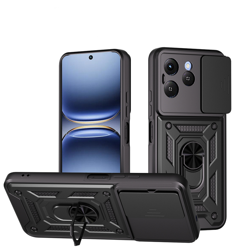 Tecno Spark 40 4G Case with Magnetic Stand and Camera Protection, Zore Sliding Vega Cover - 3