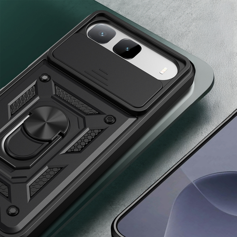 Tecno Spark 40 5G Case with Magnetic Stand and Camera Protection, Zore Sliding Vega Cover - 5