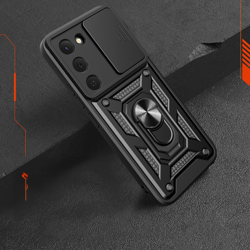 Tecno Spark 40 Pro Kılıf Magnetik Standlı Kamera Korumalı Zore Sürgülü Vega Kapak - 6