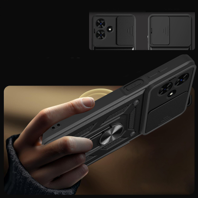 Tecno Spark Go 2 Case with Magnetic Stand and Camera Protection, Zore Sliding Vega Cover - 6