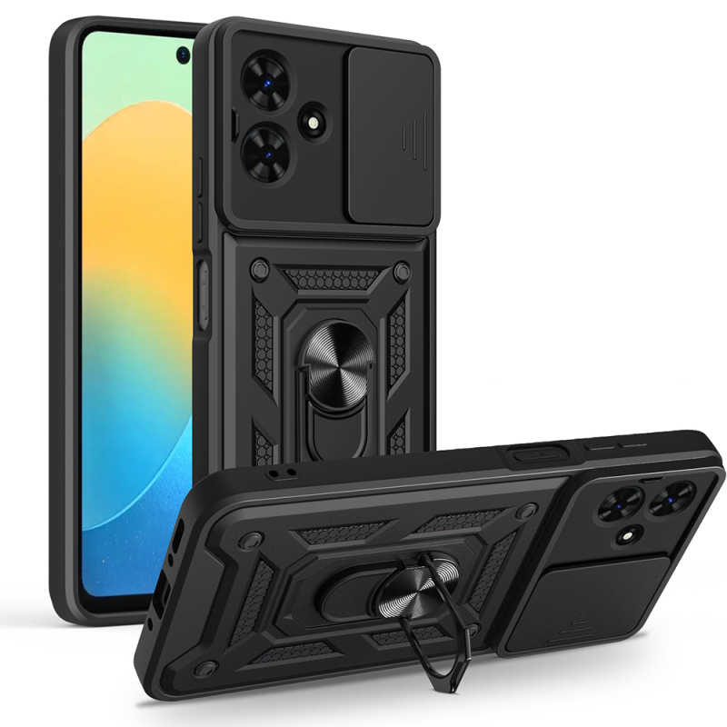 Tecno Spark Go 2 Case with Magnetic Stand and Camera Protection, Zore Sliding Vega Cover - 1