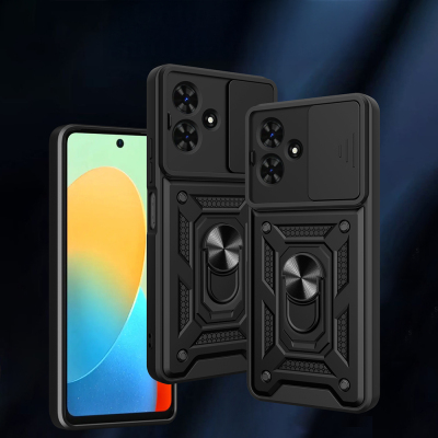 Tecno Spark Go 2 Kılıf Magnetik Standlı Kamera Korumalı Zore Sürgülü Vega Kapak - 4