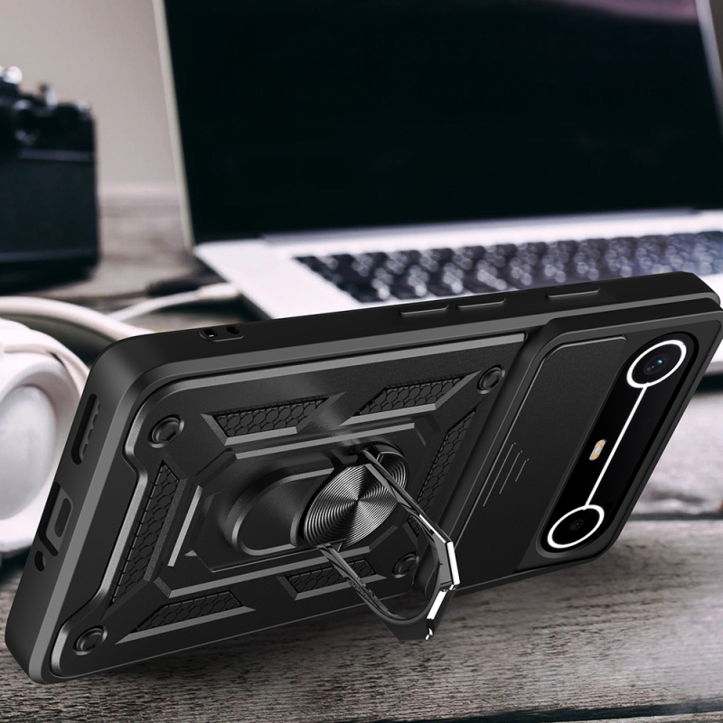 Tecno Spark Slim 5G Case with Magnetic Stand and Camera Protection, Zore Sliding Vega Cover - 6