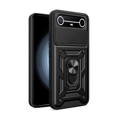 Tecno Spark Slim 5G Kılıf Magnetik Standlı Kamera Korumalı Zore Sürgülü Vega Kapak - 3