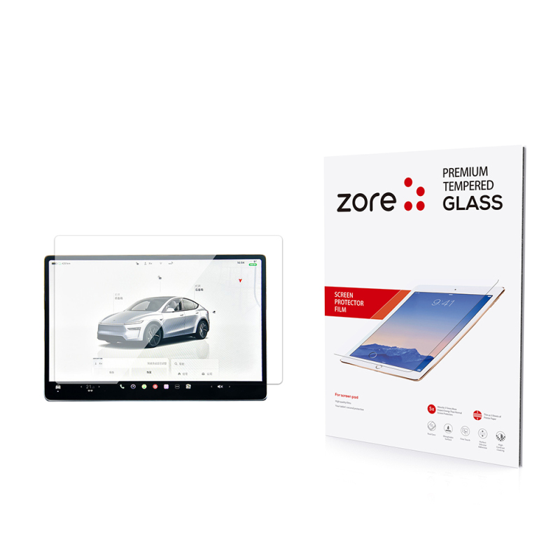 Tesla Model Y Zore Yeni Seri 2in1 Temperli Cam Araç Multimedya Ekran Koruyucu - 1