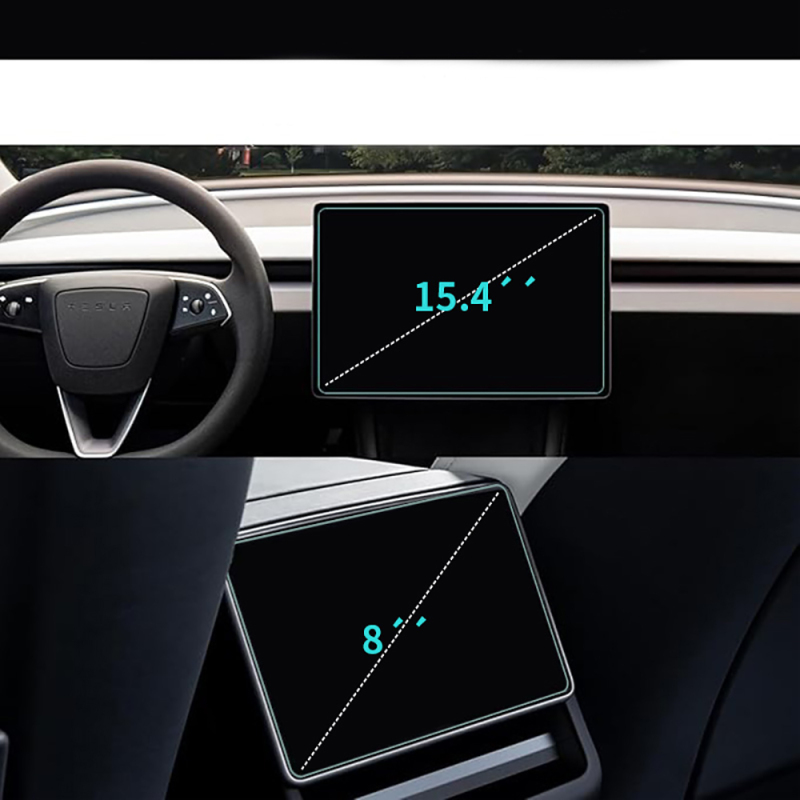 Tesla New Model Y 2in1 Car Multimedia Screen Protector Zore Premium Tempered Glass Screen Protector with Application Tool - 3