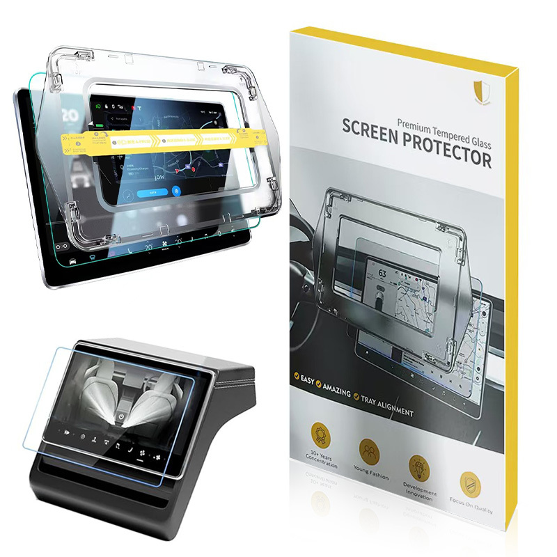 Tesla Yeni Model Y 2in1 Araç Multimedya Ekran Koruyucu Uygulama Aparatlı Zore Premium Mat Temperli Cam Ekran Koruyucu - 2